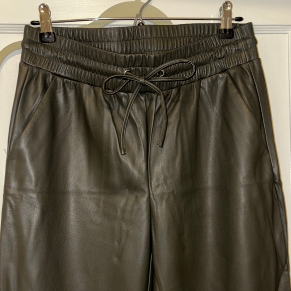LOFT Dark Green Faux Leather Pants - Picture 1 of 5